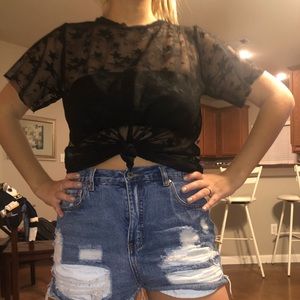 stars see thru black t shirt
